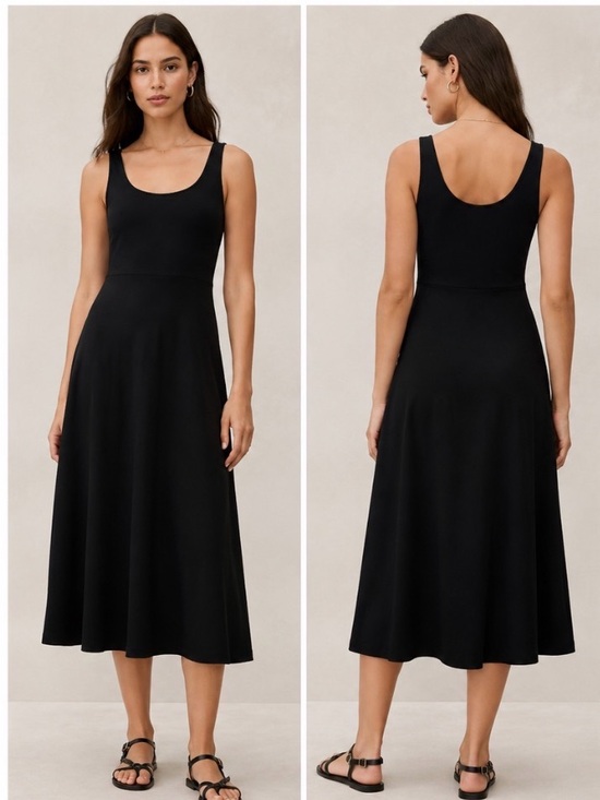J. Crew Dresses & Skirts - J Crew Black Scoop Neck Midi Dress - Women's Classic Tank Style